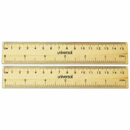 UNIVERSAL OFFICE PRODUCTS UNV 6 in. Flat Wood Ruler, Standard & Metric 59024